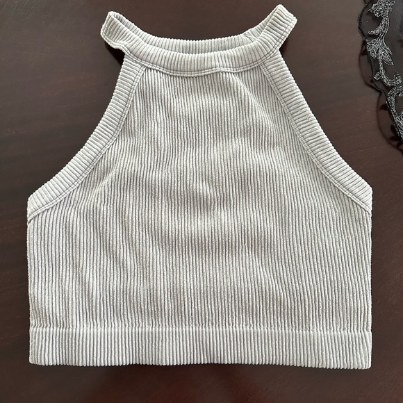 Aerie Super Chill Seamless High Neck Bra Top XL Gray - Picture 3 of 5